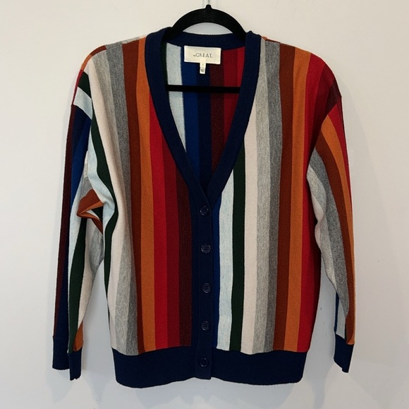 The Great Co Ed Striped V-neck Button Front Cardigan - Picture 8 of 10